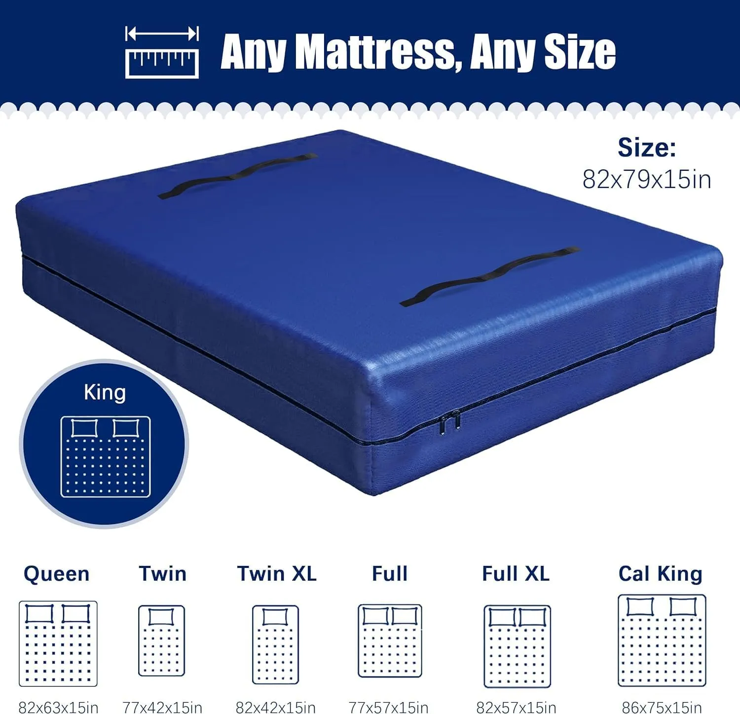 Cosy Family Mattress Bags for Moving with 8 Handles - 170GSM Extra-Thick Mattress Bag for Moving Supplies - Reusable Mattress Cover Protector Storage with Zipper, Blue, King-(Pack of 2)