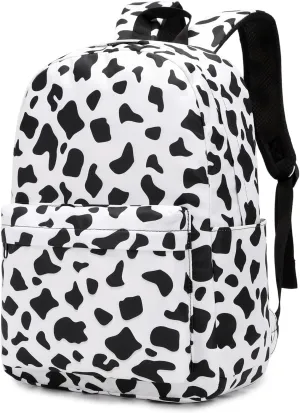 Cow Print School Backpack for Girls Womens, School Bags Collge Bookbags Laptop Backpacks for Kids Teens Adults
