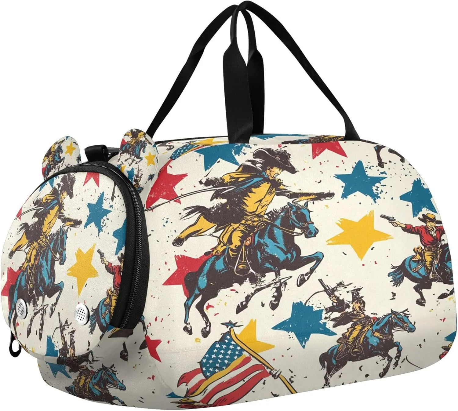 Cowboy Kids Overnight Sports Duffel Bags with Shoe Compartment & Wet Pocket Travel Sport Gym Bag for Girls Boys