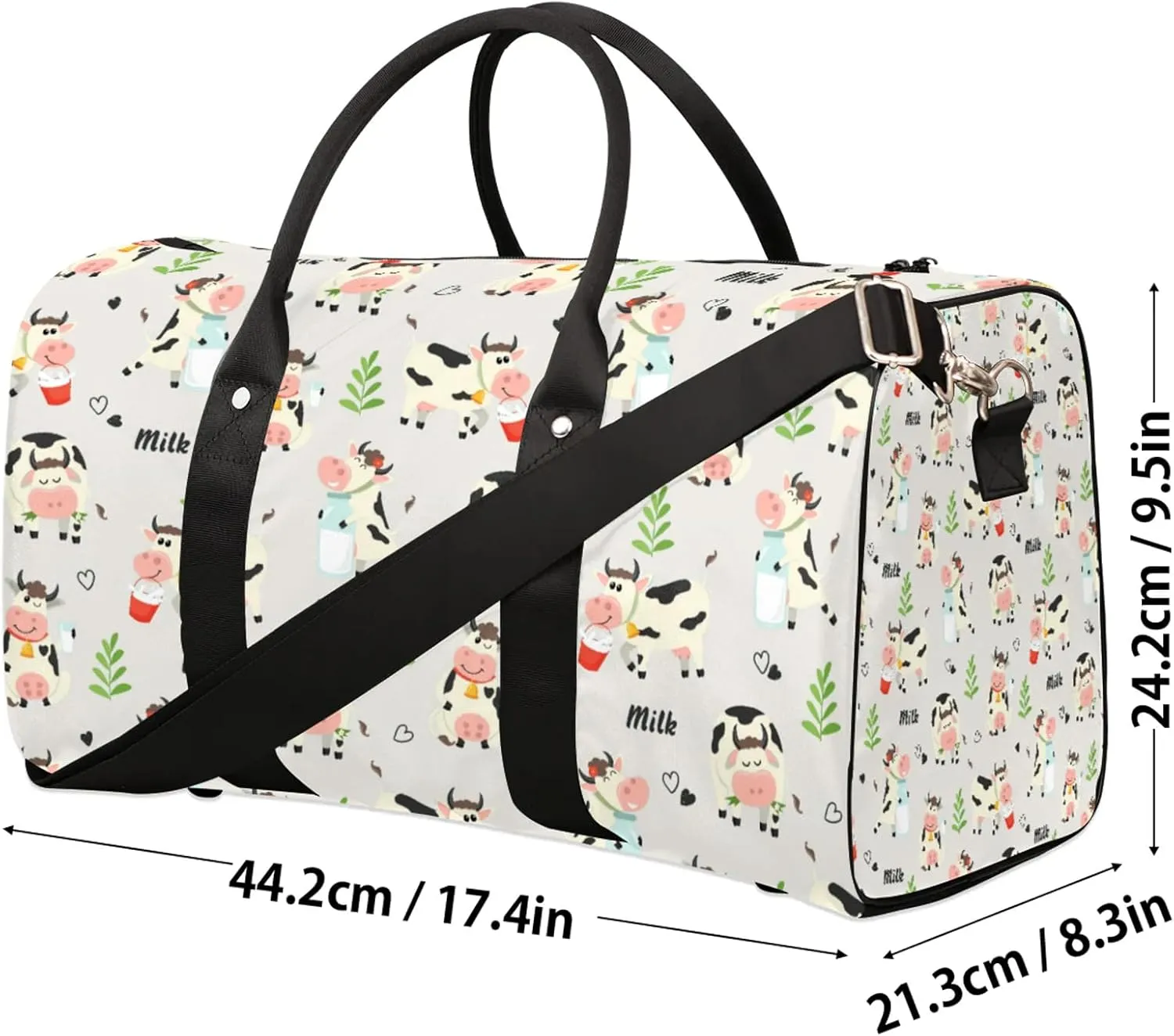 Cows Travel Duffle Bag, Weekender Bags for Women Men, Carry on Overnight Bag Waterproof Gym Bags, Hospital Bag for Labor and Delivery