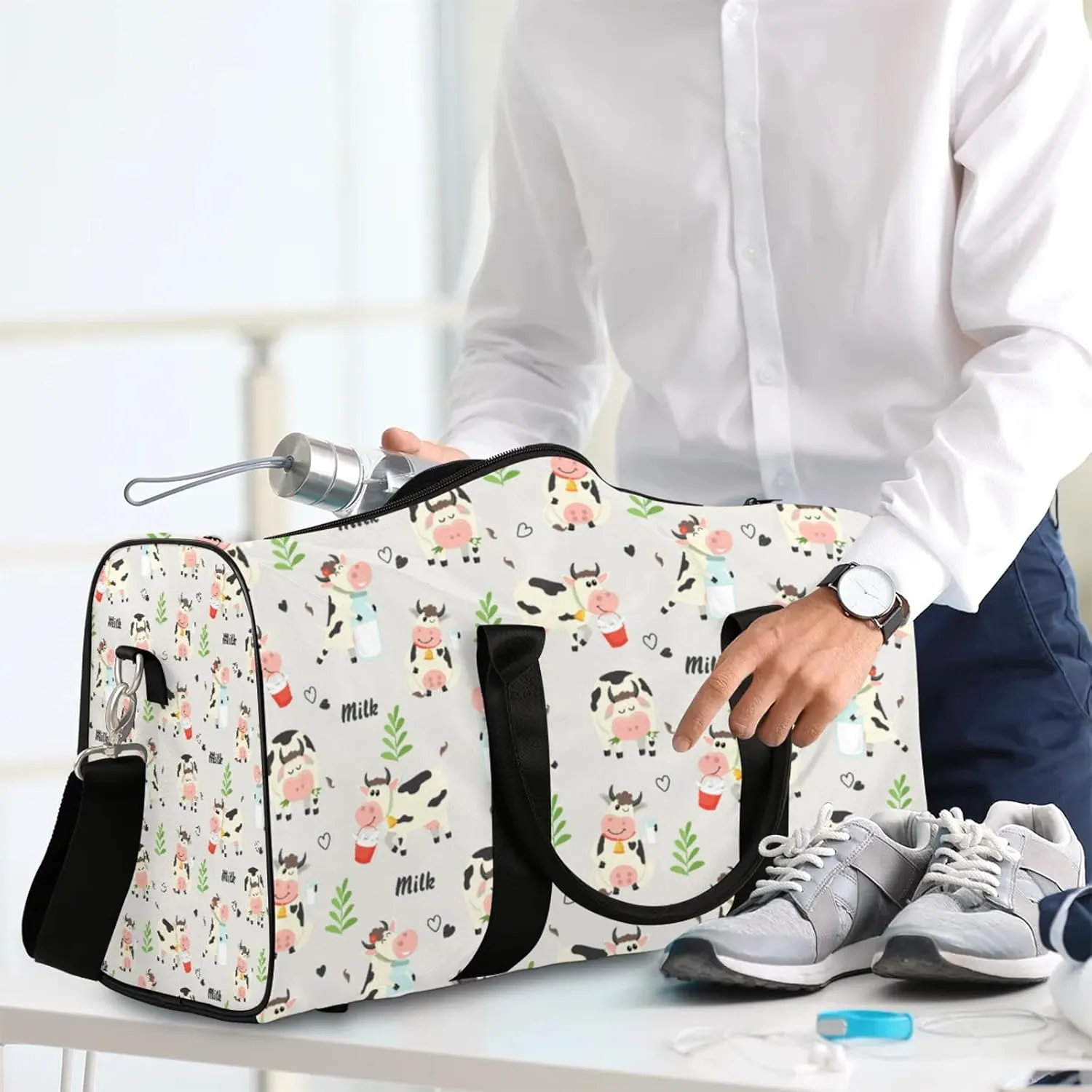 Cows Travel Duffle Bag, Weekender Bags for Women Men, Carry on Overnight Bag Waterproof Gym Bags, Hospital Bag for Labor and Delivery