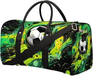 Creative Soccer Print Foldable Lightweight Duffle Bag for Travel - Waterproof Carry On Bags for Airplanes, Travel Duffel Bags for Gym, Weekend