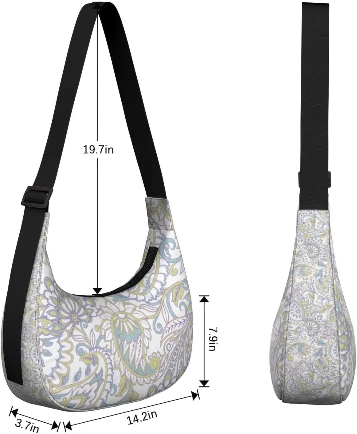 Crescent Shoulder Bag Clutch HandBag with Zipper Closure for Women Underarm Purse with Adjustable Strap Zipper Closure