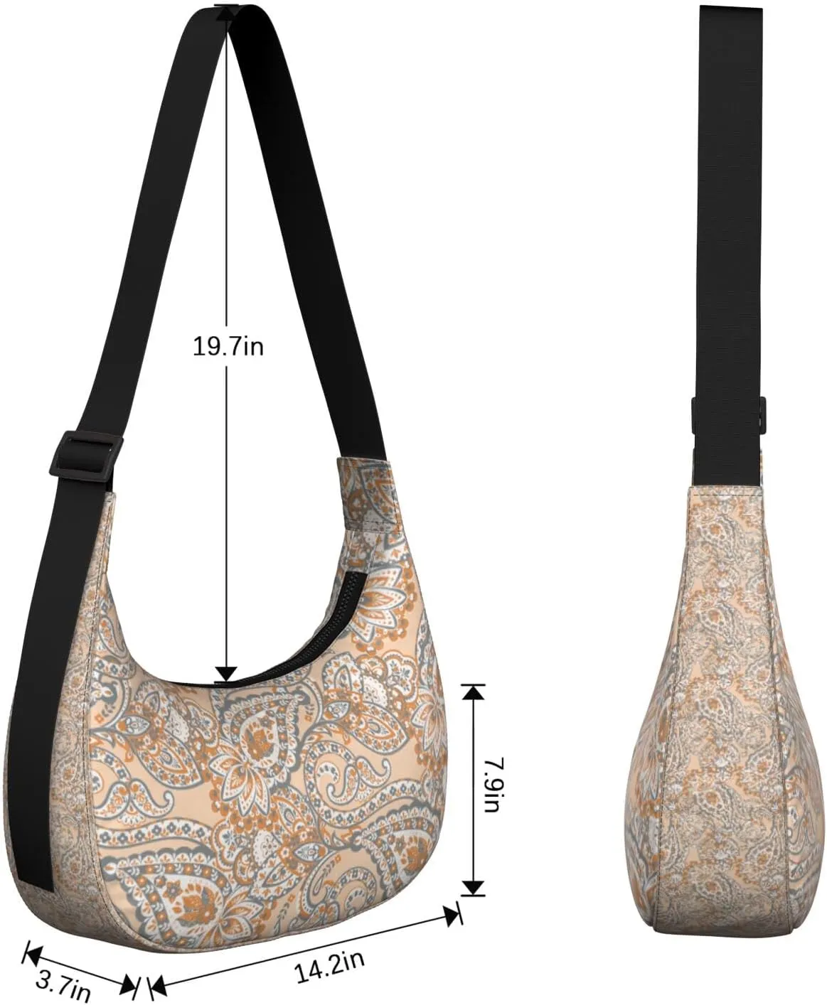 Crescent Shoulder Bag Clutch HandBag with Zipper Closure for Women Underarm Purse with Adjustable Strap Zipper Closure