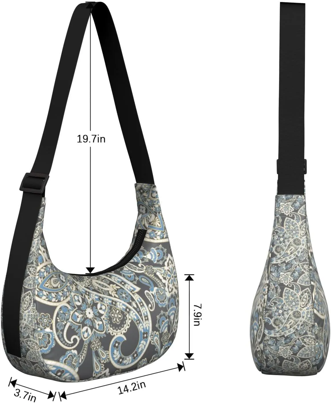 Crescent Shoulder Bag Clutch HandBag with Zipper Closure for Women Underarm Purse with Adjustable Strap Zipper Closure