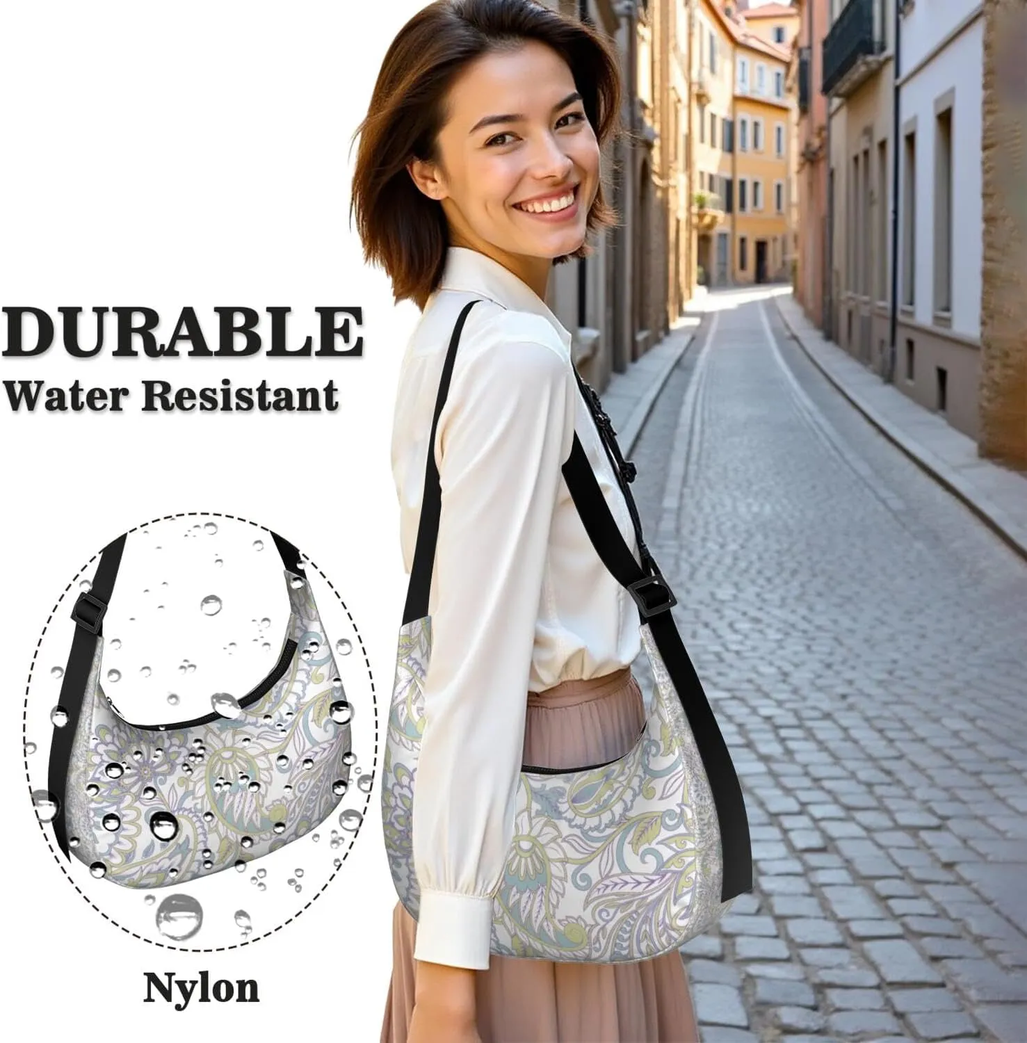 Crescent Shoulder Bag Clutch HandBag with Zipper Closure for Women Underarm Purse with Adjustable Strap Zipper Closure