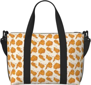 Crispy Fried Chicken Travel Bag for Women Men Weekender Bags Carry on Overnight Bag Tote Bag Yoga Gym Bag for Gym, Work, Weekend, Travel, Personal Items