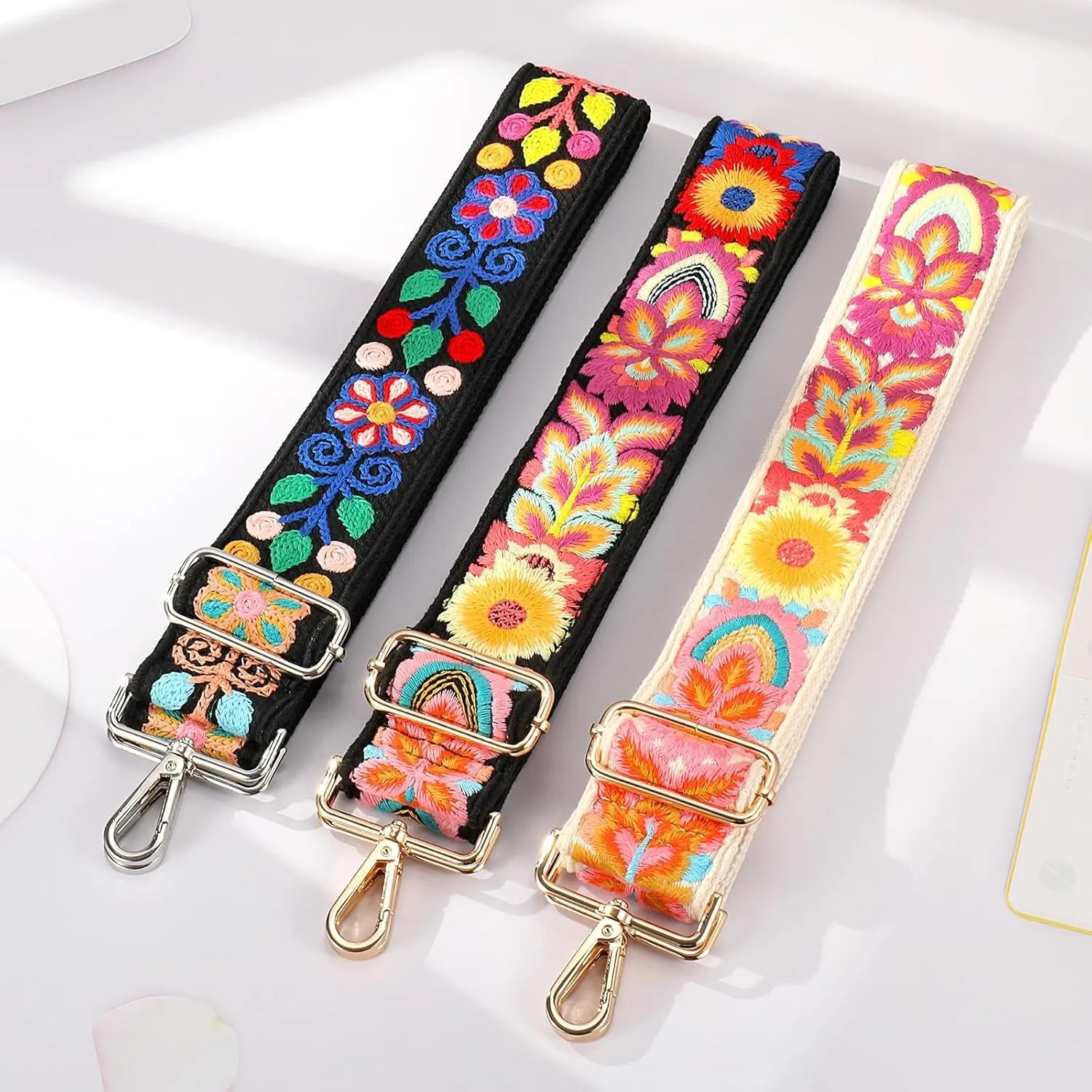 Crochet Flower Purse Strap,Knit Wide Replacement Crossbody for Shoulder Strap Bag Adjustable 2inch Guitar Strap