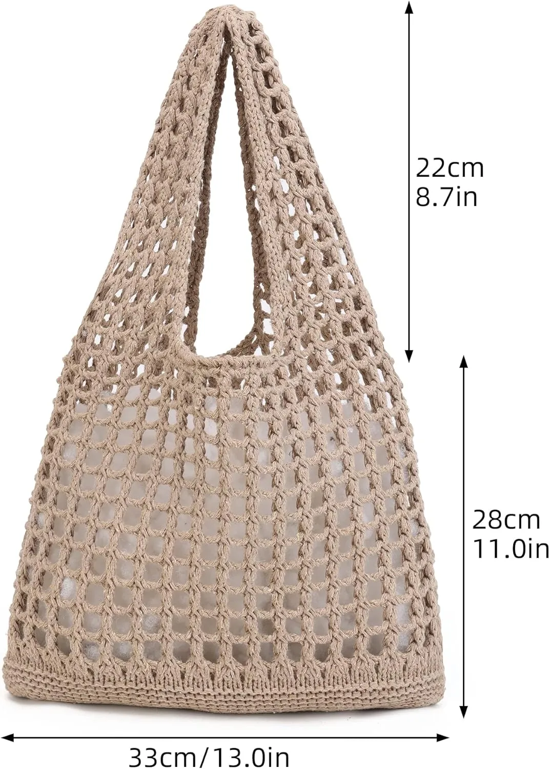 Crochet Mesh Beach Tote Shoulder Handbags Hobo Summer Aesthetic Women's Bag