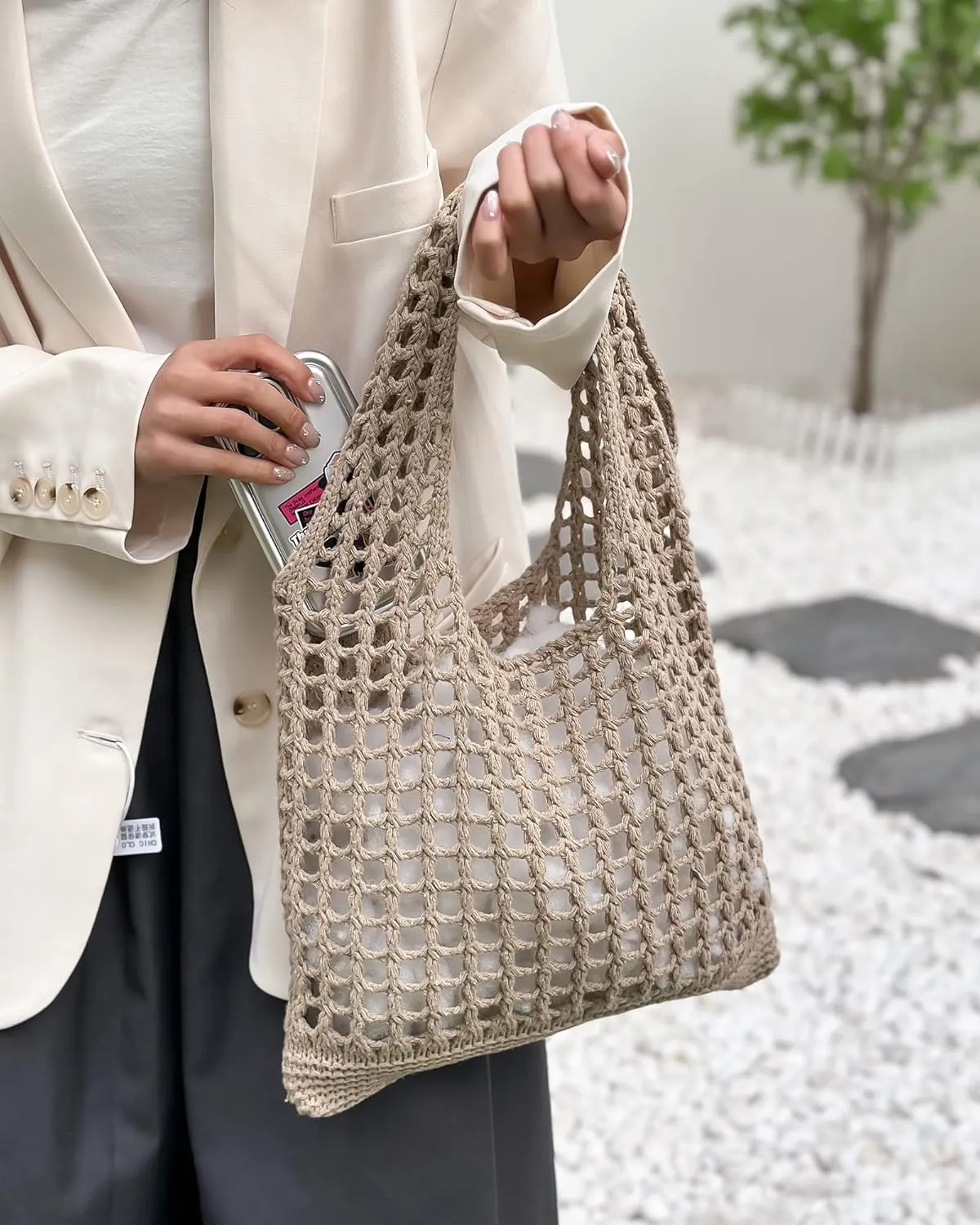 Crochet Mesh Beach Tote Shoulder Handbags Hobo Summer Aesthetic Women's Bag