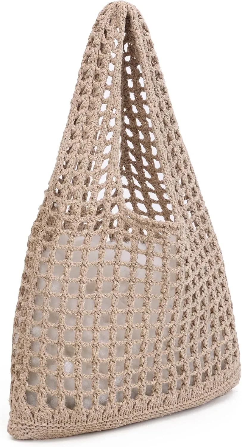 Crochet Mesh Beach Tote Shoulder Handbags Hobo Summer Aesthetic Women's Bag
