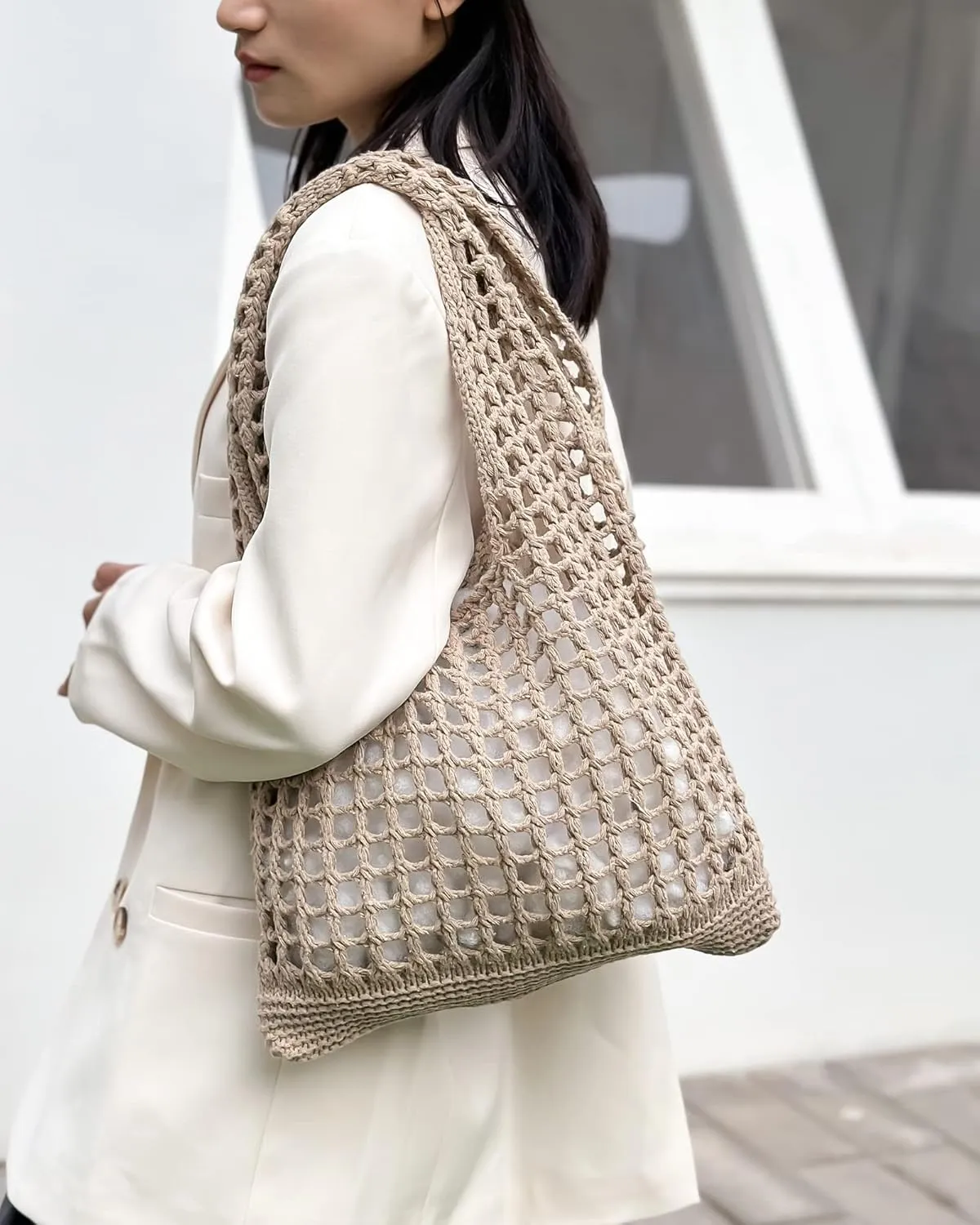 Crochet Mesh Beach Tote Shoulder Handbags Hobo Summer Aesthetic Women's Bag