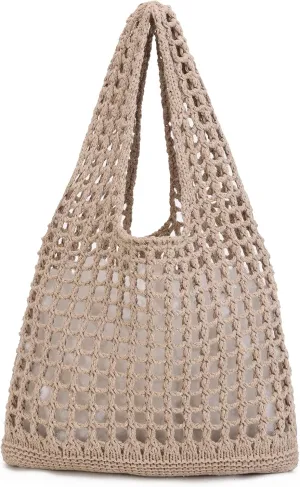 Crochet Mesh Beach Tote Shoulder Handbags Hobo Summer Aesthetic Women's Bag