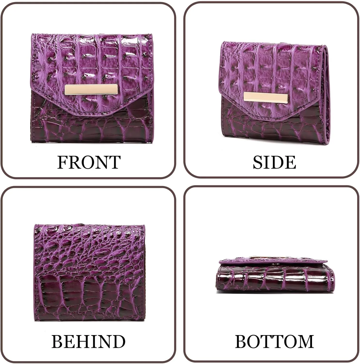Crocodile Small Wallets Short Vintage Leather Credit Card Holder Luxury Clutch Mini Coin Purse for Women