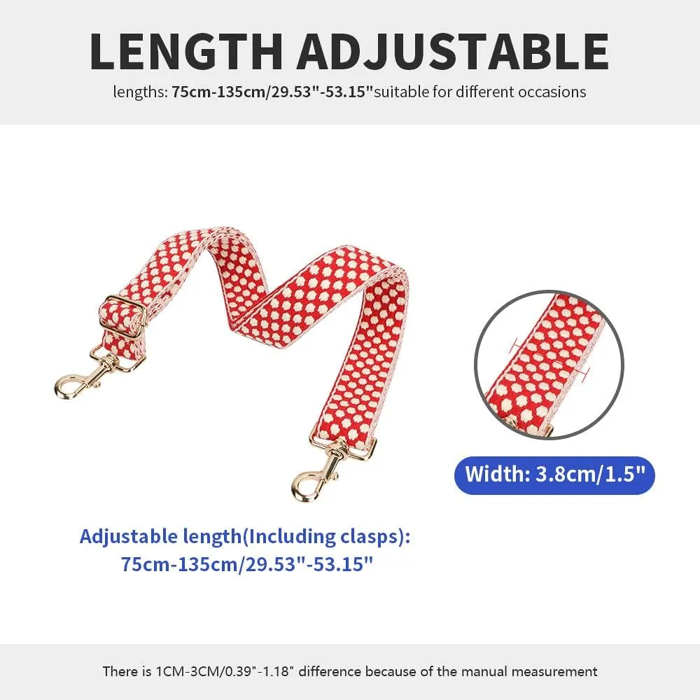 Cross Body Purse Strap Wide Shoulder Strap Polka Dots Strap for Crossbody Bag Pattern Crossbody Strap Gold Clasp Coffee