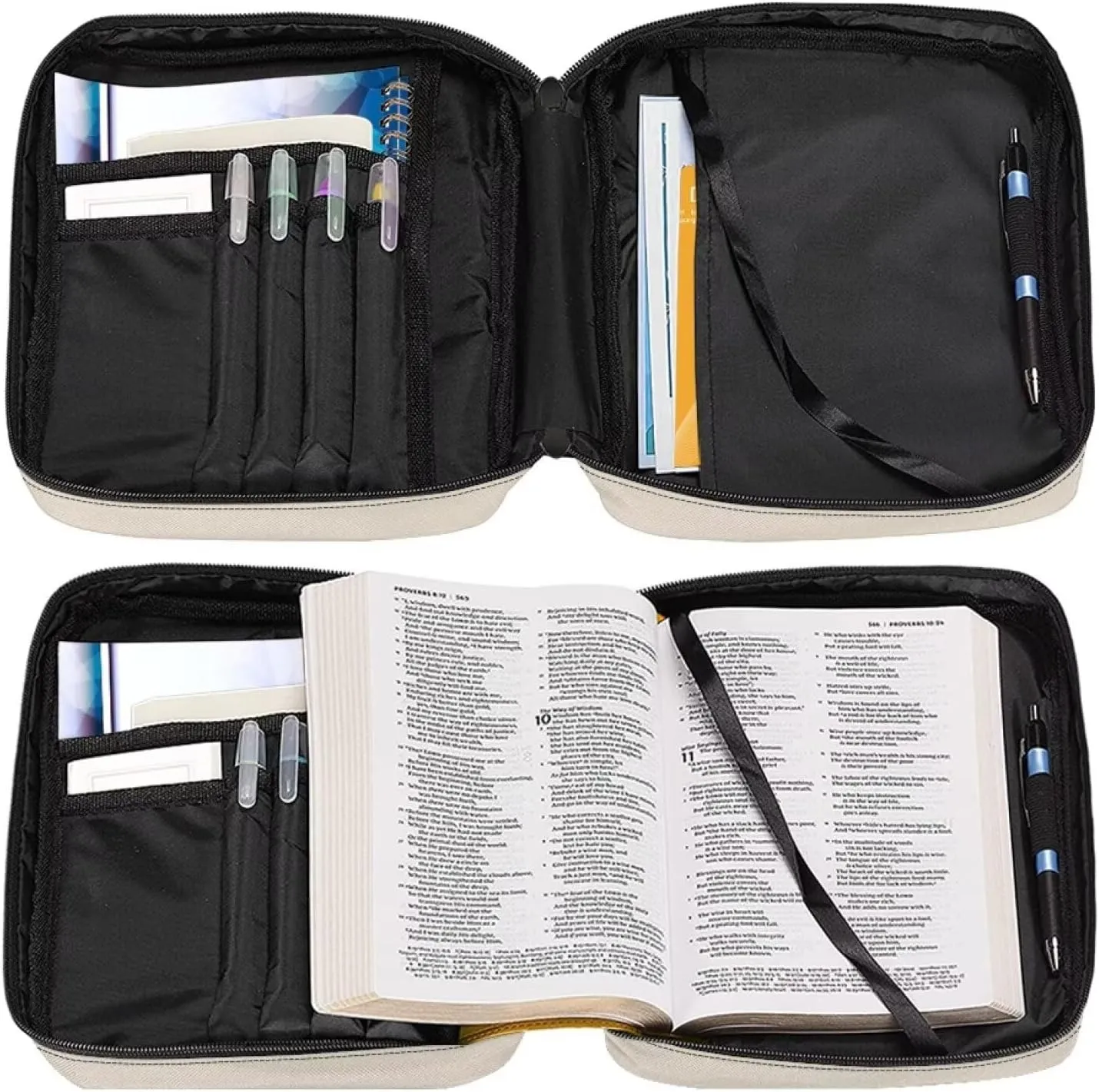 Cross Floral Bible Cover for Women with Adjustable Shoulder Strap Large Capacity Church Book Storage Pouch Portable Crossbody Bags for Outdoor Travel