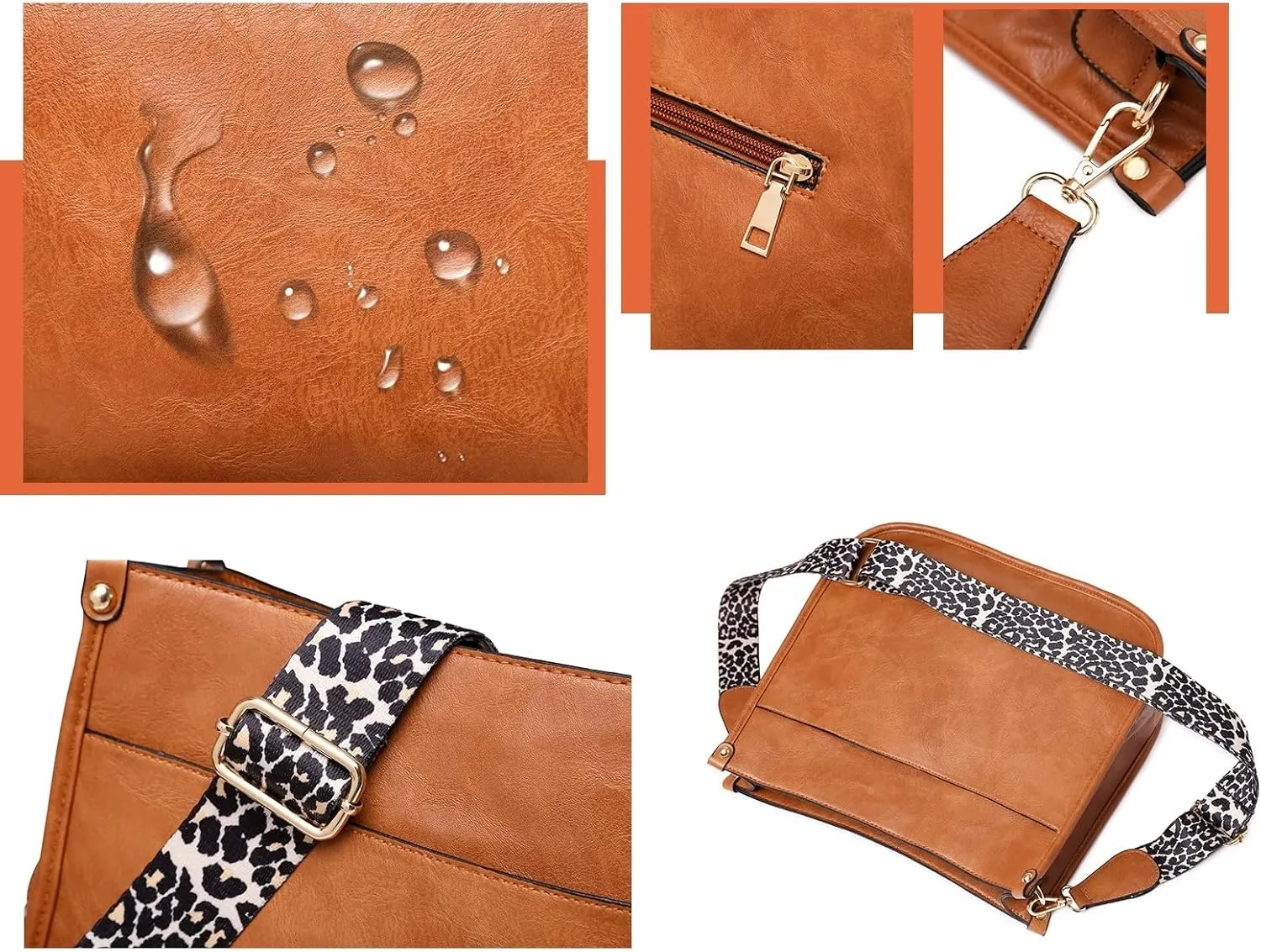 Crossbody Bag for Women Fashion Messenger Bag Shoulder Bag Multi-Pocket Leather Bags Removable Shoulder Strap