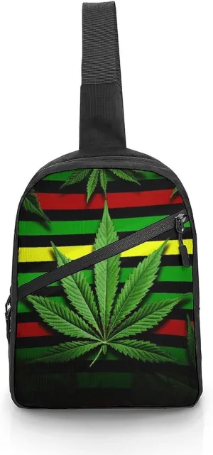 Crossbody Bag for Women Men Chest Bag Weed Striped Sling Bag Crossbody Shoulder Bag Sling Backpack