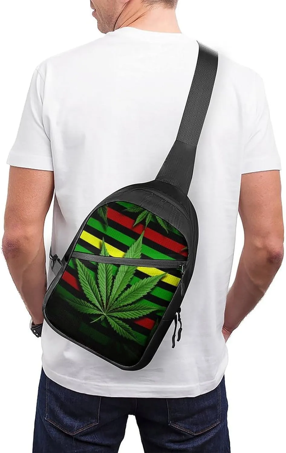 Crossbody Bag for Women Men Chest Bag Weed Striped Sling Bag Crossbody Shoulder Bag Sling Backpack