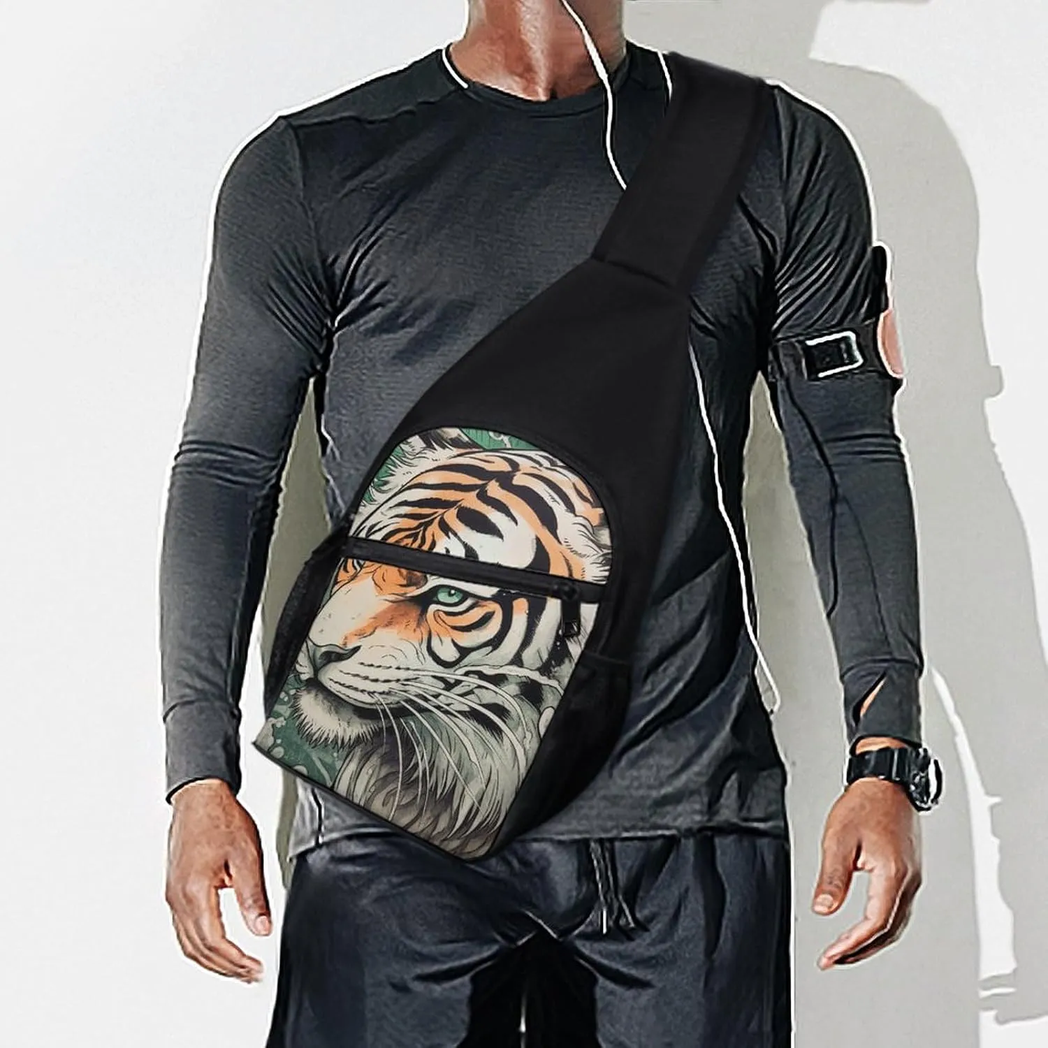 Crossbody Bag for Women Men Sling Bag A Hand Drawn Tiger Chest Bag Crossbody Adjustable Shoulder Bag