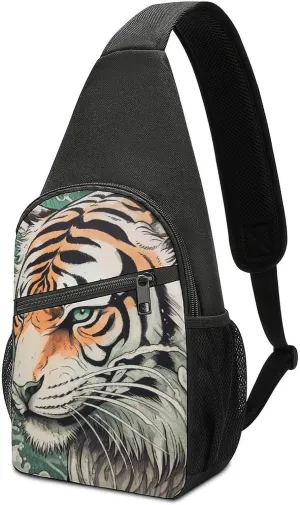 Crossbody Bag for Women Men Sling Bag A Hand Drawn Tiger Chest Bag Crossbody Adjustable Shoulder Bag