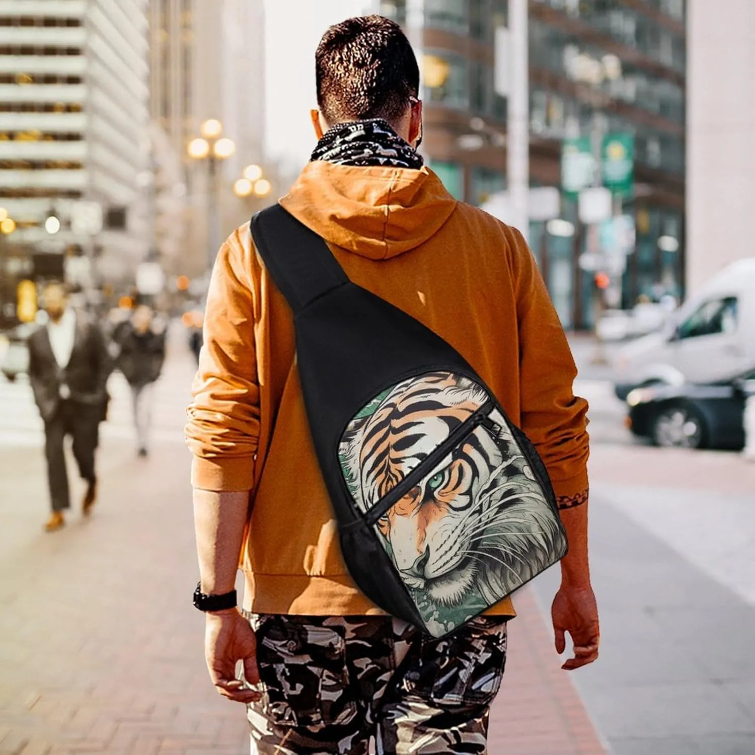 Crossbody Bag for Women Men Sling Bag A Hand Drawn Tiger Chest Bag Crossbody Adjustable Shoulder Bag