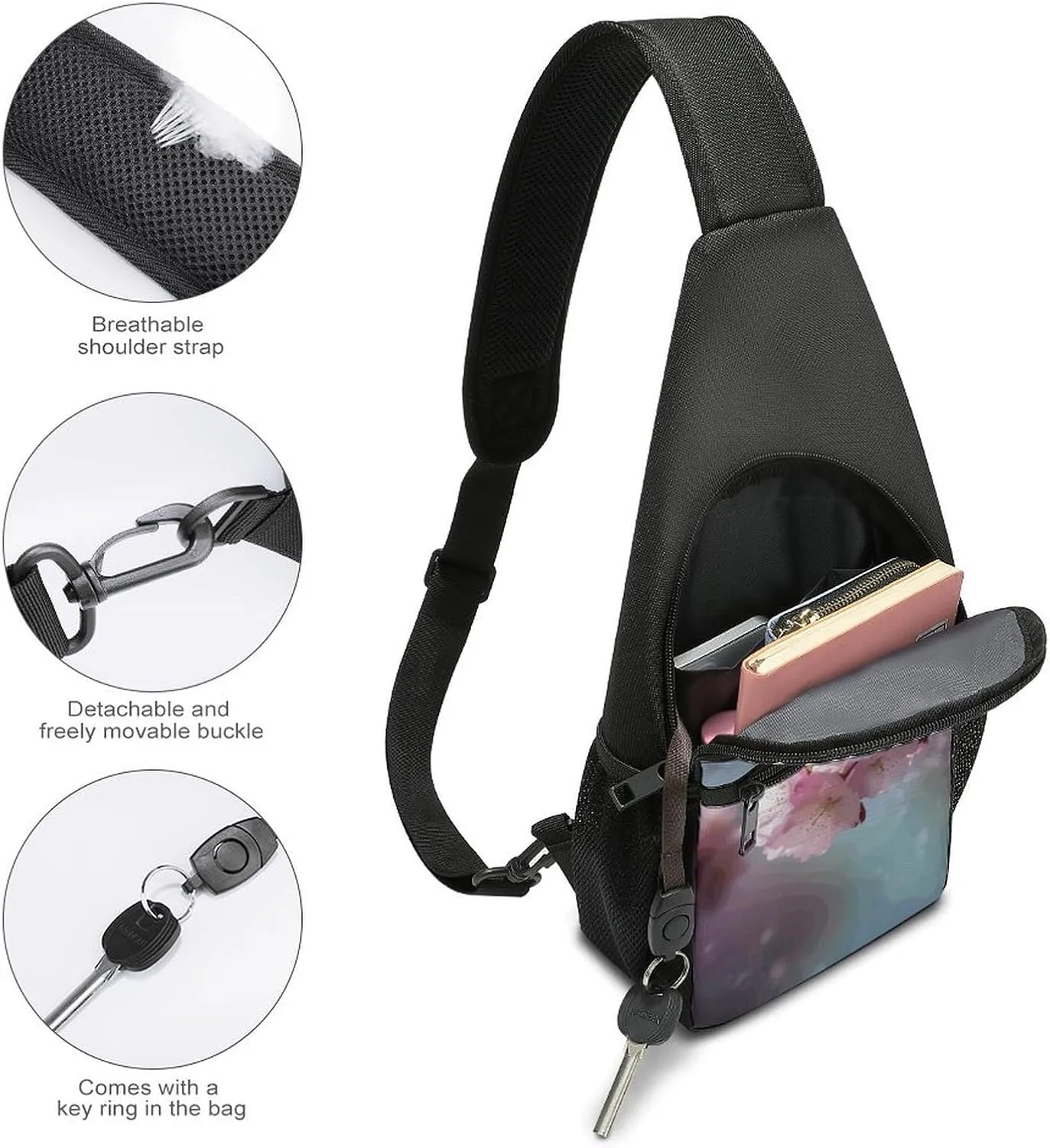 Crossbody Bag for Women Men Sling Bag Cheese Sandwiches Chest Bag Crossbody Adjustable Shoulder Bag