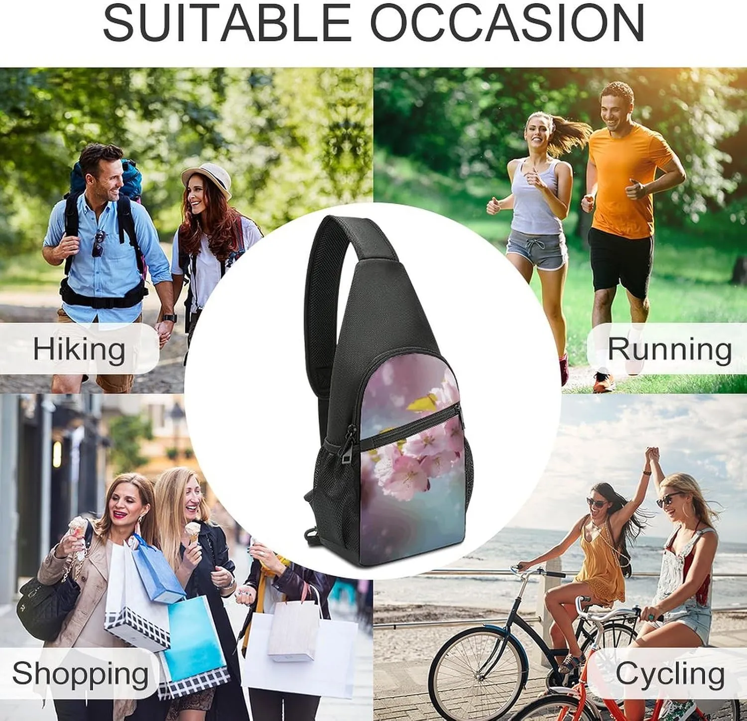 Crossbody Bag for Women Men Sling Bag Cheese Sandwiches Chest Bag Crossbody Adjustable Shoulder Bag