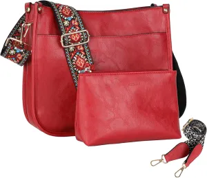 Crossbody Bag for Women Trendy - Vegan Leather Shoulder Purse, Medium Hobo Bag with 2 Strap
