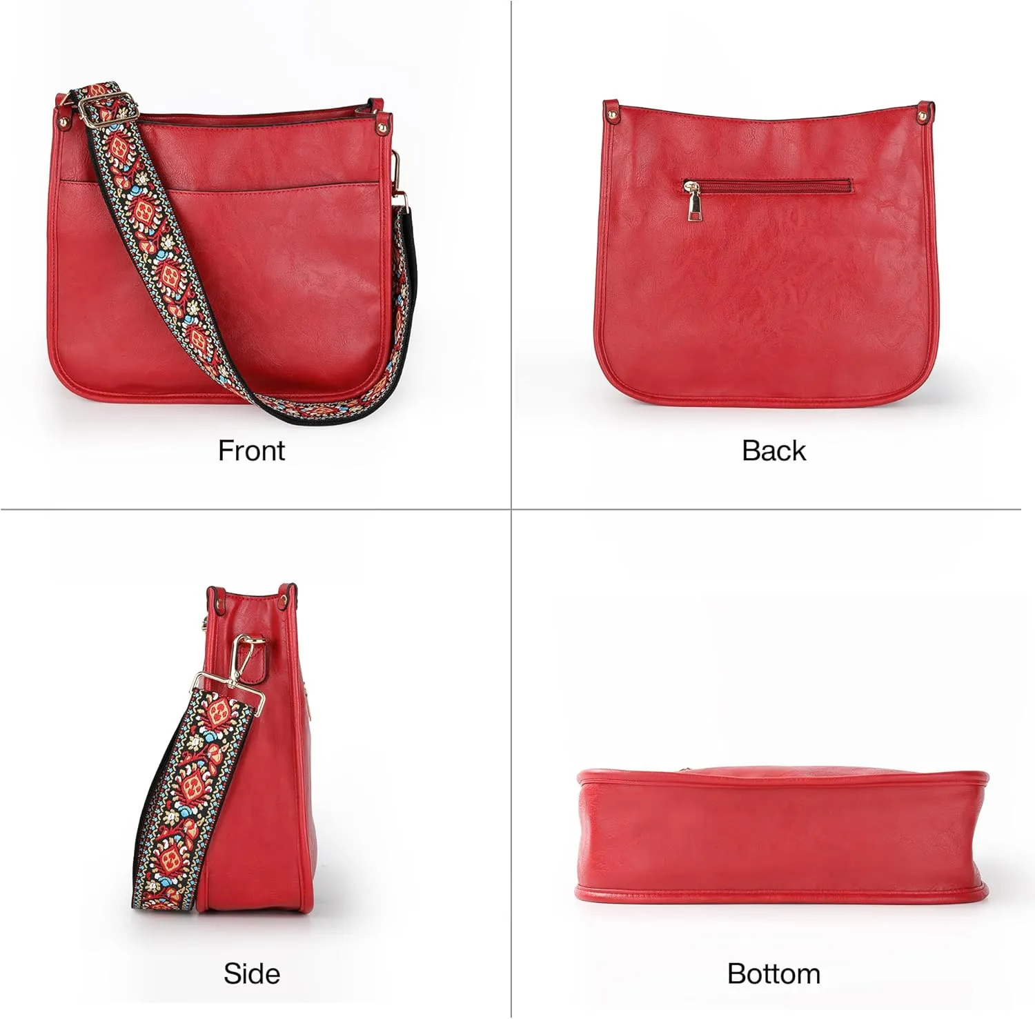 Crossbody Bag for Women Trendy - Vegan Leather Shoulder Purse, Medium Hobo Bag with 2 Strap