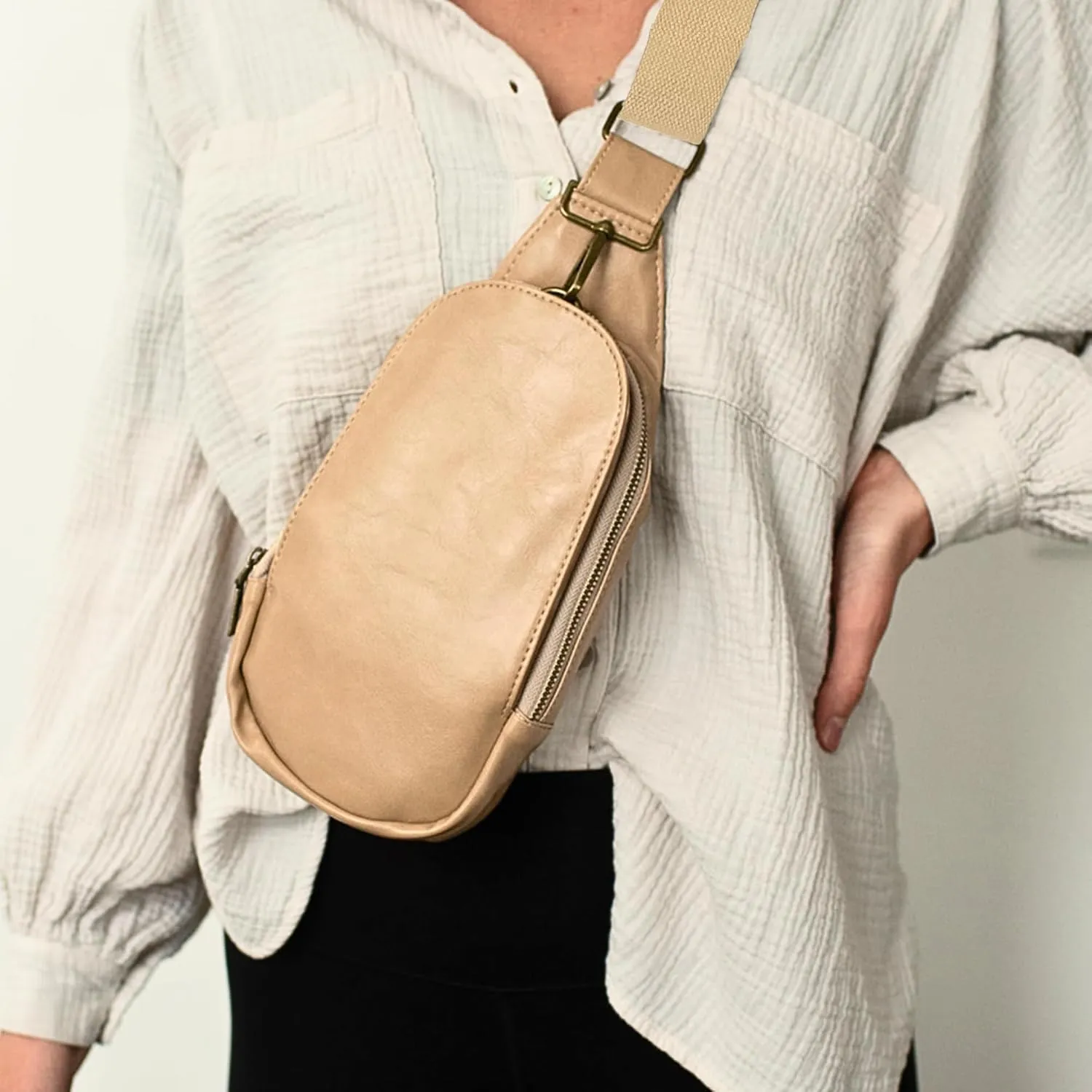Crossbody Bag - Small Diaper Bag With Plain Ivory Strap, Compact Crossbody Bags for Women & Men, Sling Bag for Women