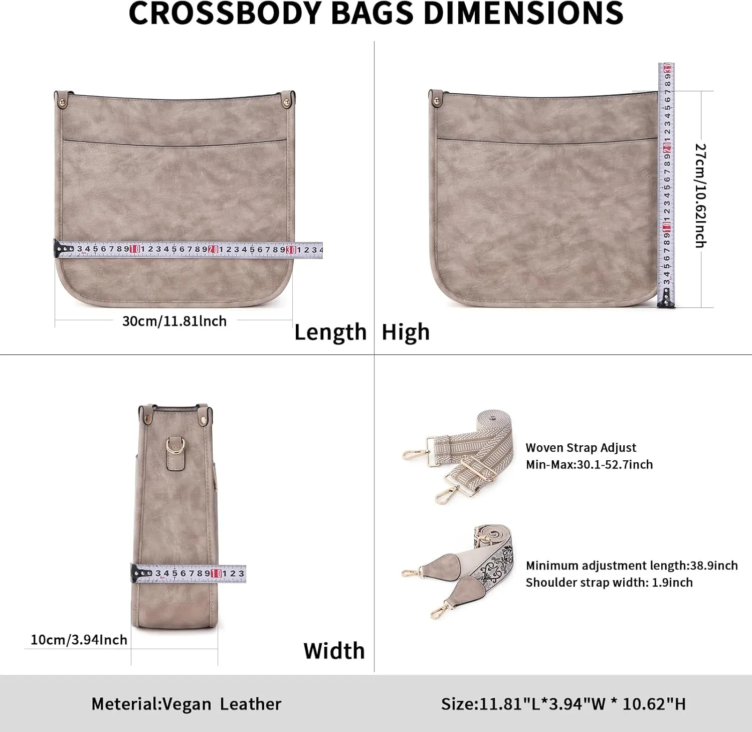 Crossbody Bag Women Vegan Leather Hobo Handbag Trendy Crossbody Shoulder Bag Purses For Women with 2 Adjustable Strap