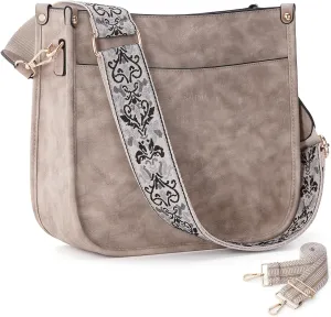 Crossbody Bag Women Vegan Leather Hobo Handbag Trendy Crossbody Shoulder Bag Purses For Women with 2 Adjustable Strap