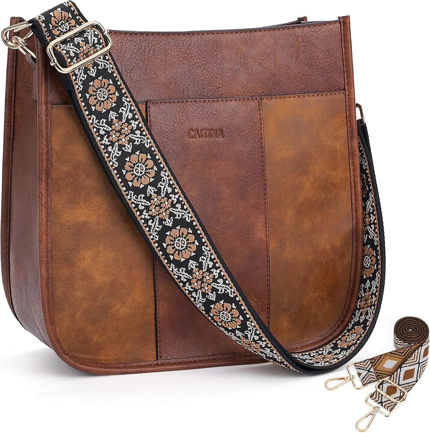Crossbody Bag Women Vegan Leather Hobo Handbag Trendy Crossbody Shoulder Bag Purses For Women with 2 Adjustable Strap