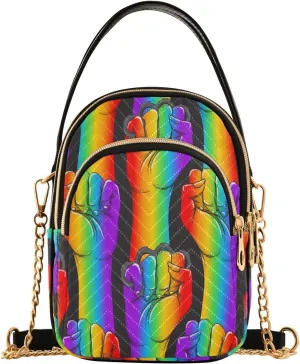Crossbody Bags Crossbody Purse Chest Bag Striped Hand Showing Fist Raised Up for Women Trendy
