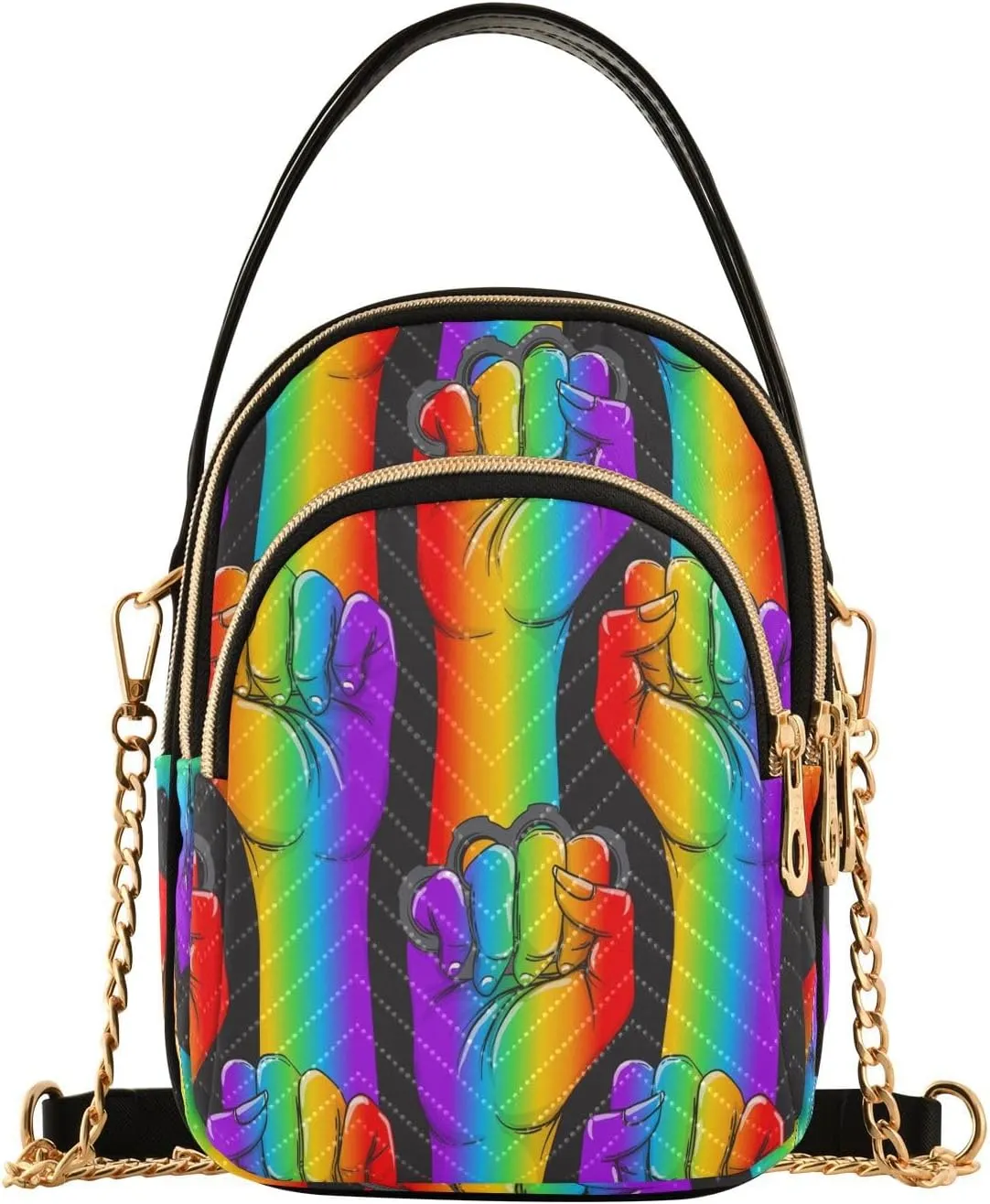 Crossbody Bags Crossbody Purse Chest Bag Striped Hand Showing Fist Raised Up for Women Trendy