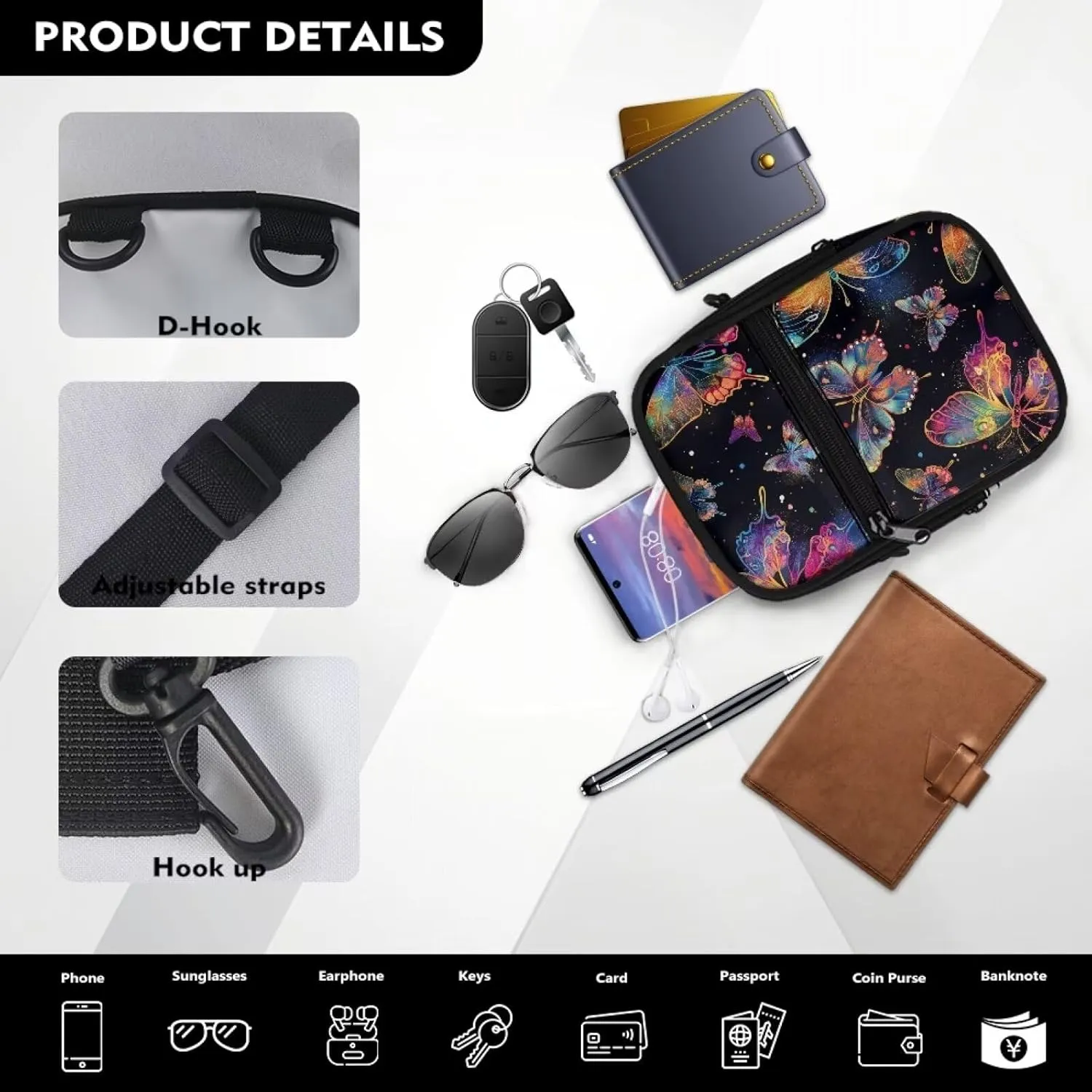 Crossbody Bags Fanny Pack Shoulder Bags Lightweight Waist Packs with Adjustable Strap Mini Chest Bags Shoulder Bags