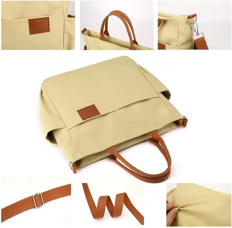 Crossbody Bags for Women Canvas Purses Large Capacity Shoulder Handbags with Adjustable Wide Strap Tote Bag for Women Khaki
