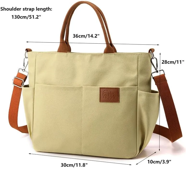 Crossbody Bags for Women Canvas Purses Large Capacity Shoulder Handbags with Adjustable Wide Strap Tote Bag for Women Khaki