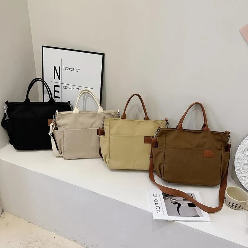 Crossbody Bags for Women Canvas Purses Large Capacity Shoulder Handbags with Adjustable Wide Strap Tote Bag for Women Khaki