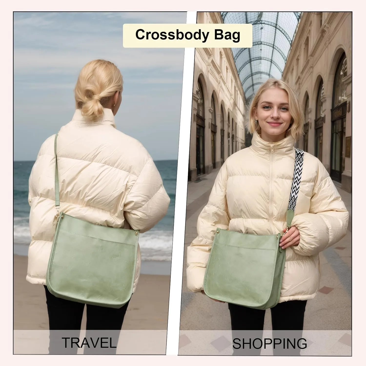 Crossbody Bags for Women Handbags Shoulder Bag with Adjustable Strap Women's Crossbody Purses Vegen Leather Hobo Bags