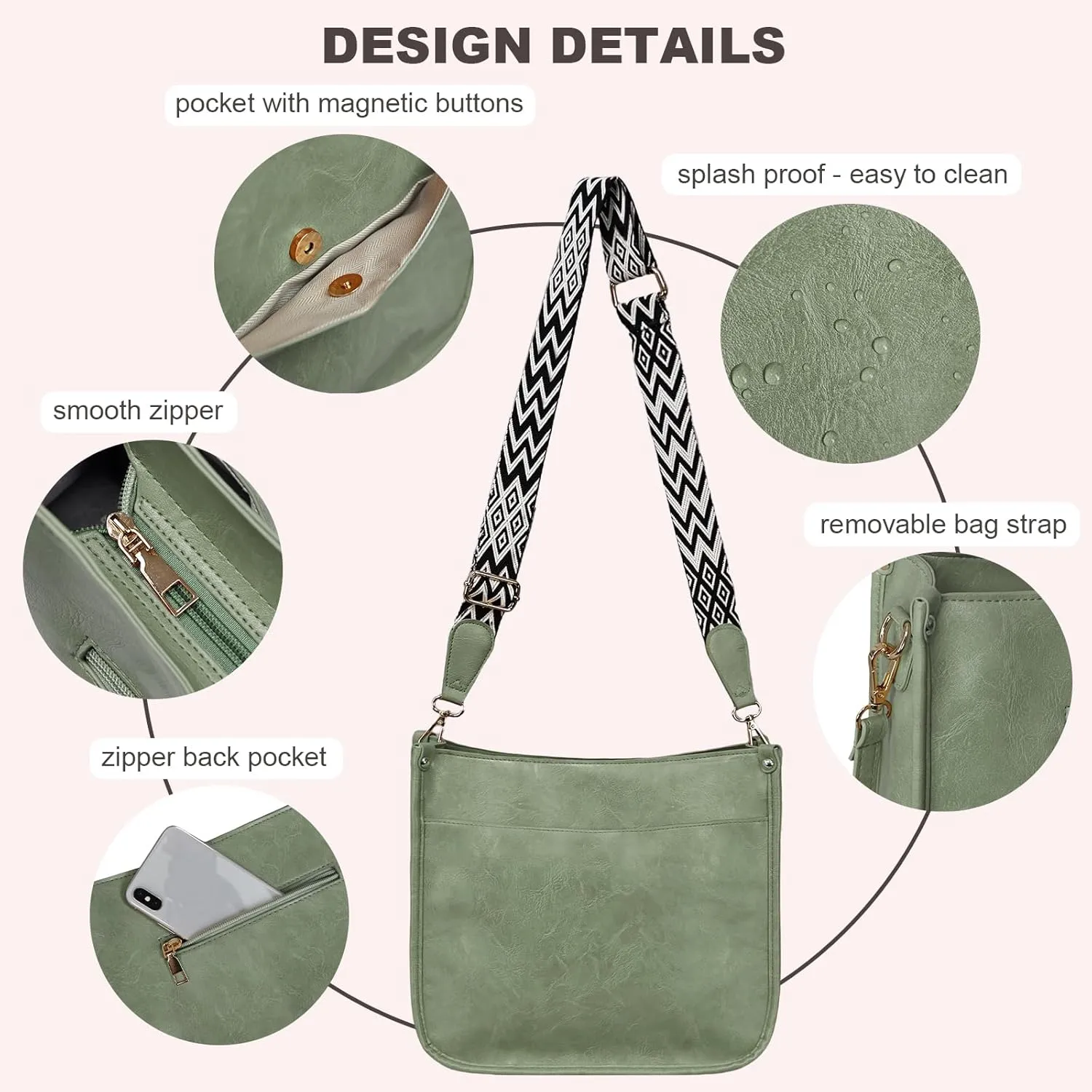 Crossbody Bags for Women Handbags Shoulder Bag with Adjustable Strap Women's Crossbody Purses Vegen Leather Hobo Bags