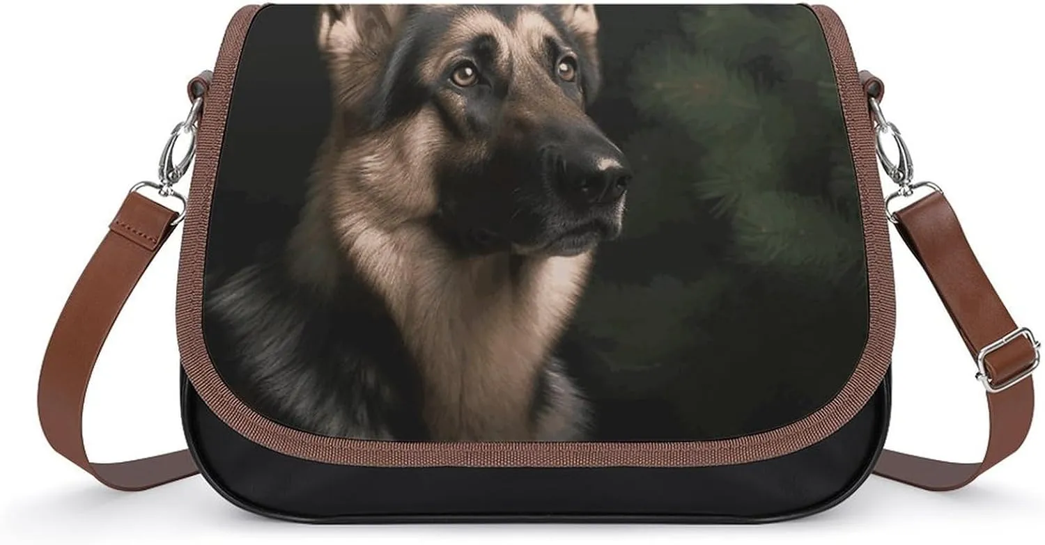 Crossbody Bags for Women Shoulder Bag Leather Handbag German Shepherd Messenger Bag Office Work Bag