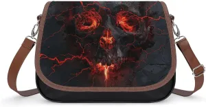 Crossbody Bags for Women Shoulder Bag Leather Handbag Red Lava Skull Messenger Bag Office Work Bag