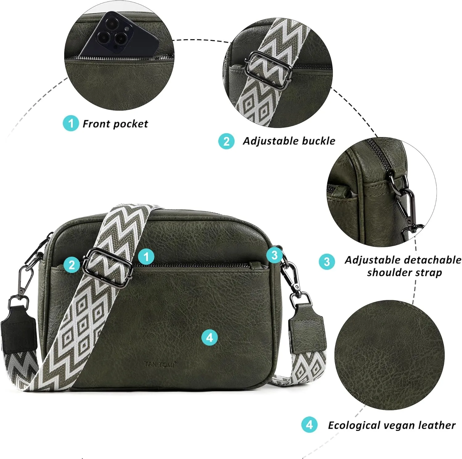 Crossbody Bags for Women Shoulder Bag Multifunctional Handbags with Compartments Small Purse with Wide Strap
