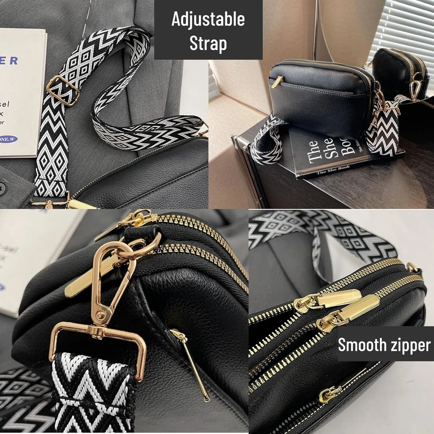 Crossbody Bags For Women Shoulder Bag with Wide Adjustable Strap Cross Body Bag PU Leather Handbags Trendy Purse
