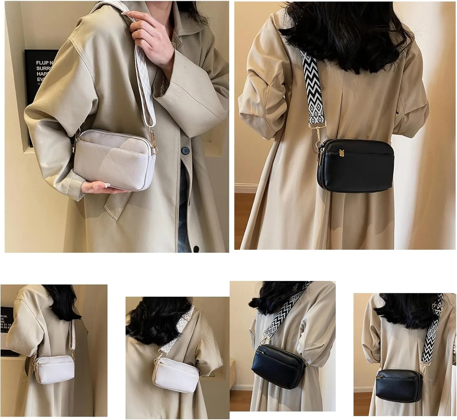 Crossbody Bags For Women Shoulder Bag with Wide Adjustable Strap Cross Body Bag PU Leather Handbags Trendy Purse