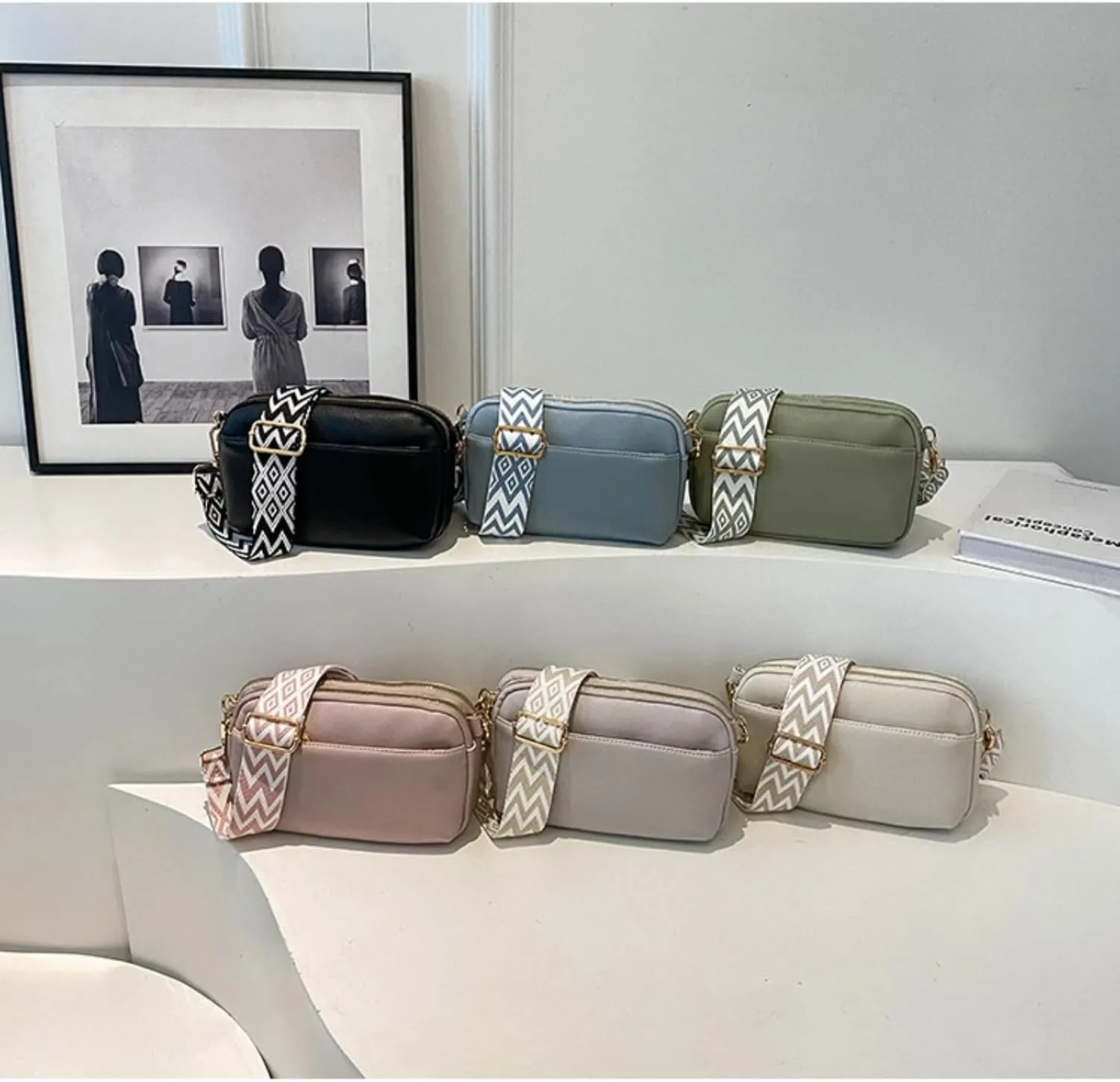 Crossbody Bags For Women Shoulder Bag with Wide Adjustable Strap Cross Body Bag PU Leather Handbags Trendy Purse