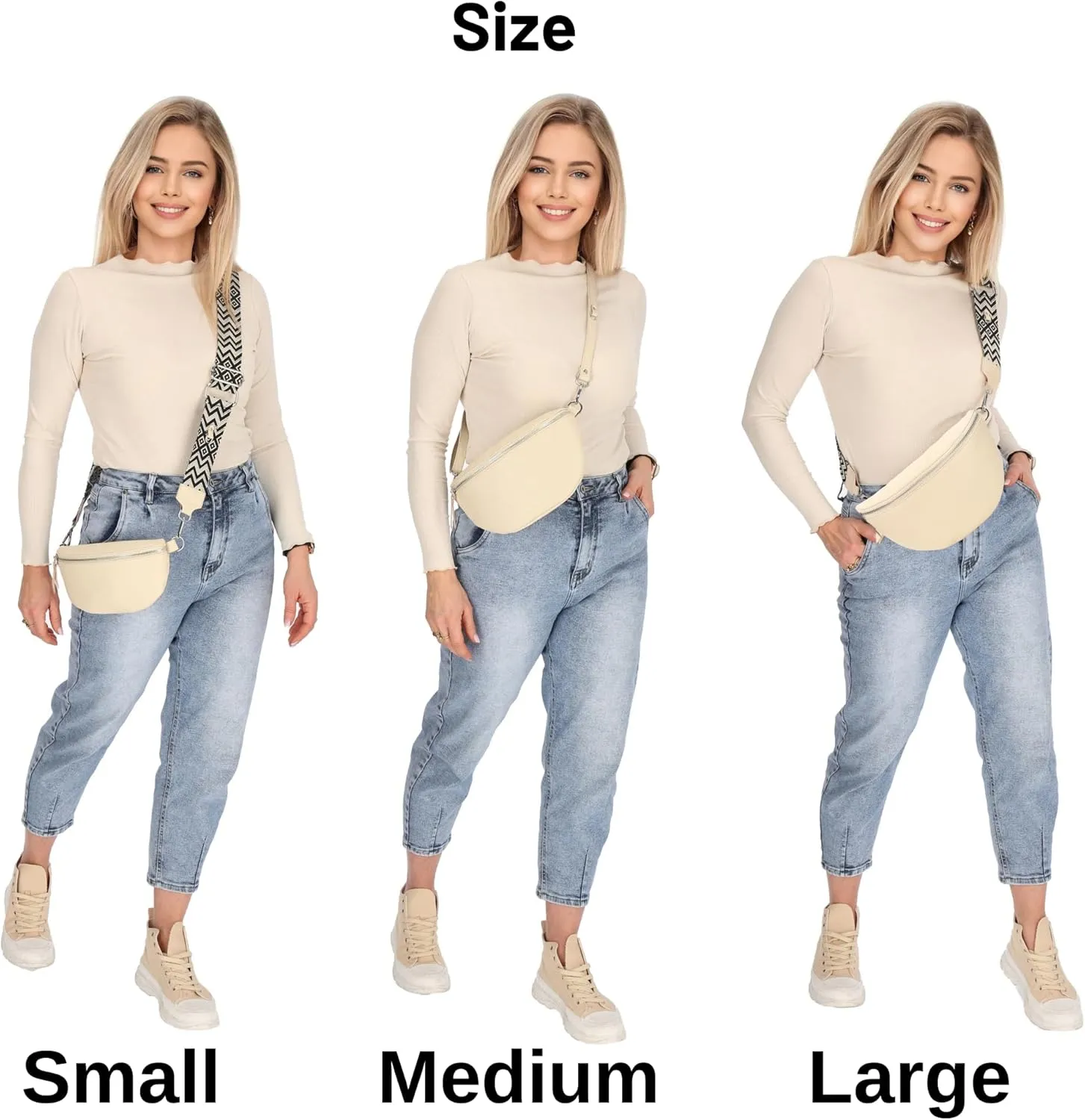 Crossbody Bags for Women Trendy, Genuine Leather Small Sling Bag, Fanny Packs with 2 Detachable Straps - Wide and Leather