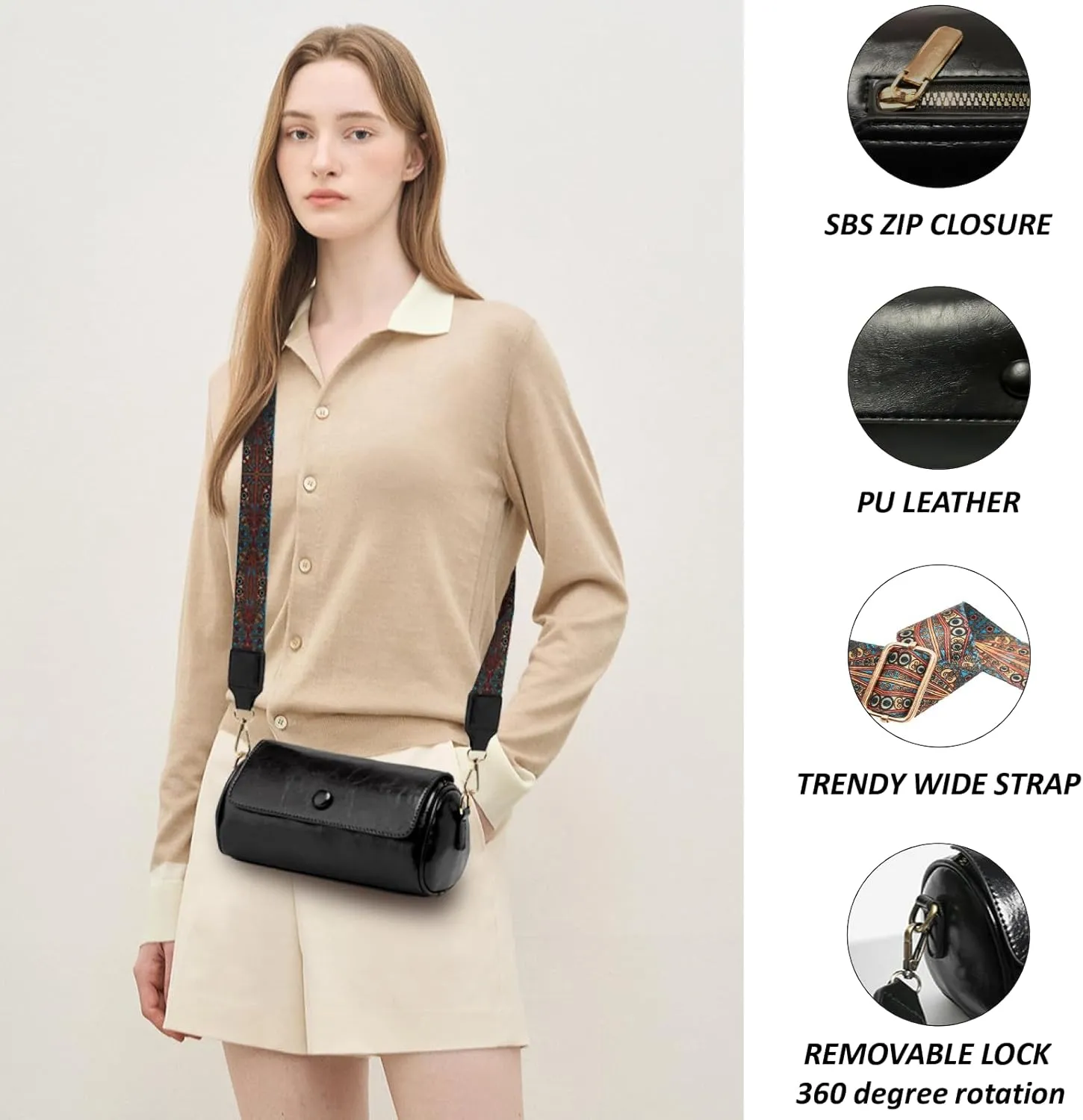 Crossbody Bags for Women Vegan Leather Purses Small Shoulder Handbags with Wide Strap